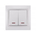 Выключатель двойной с подсветкой  LEZARD Mira белый