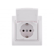 Розетка с заземлением с крышкой LEZARD Mira белый