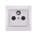 Розетка ТВ-Радіо-Супутник прохідна LEZARD Mira білий