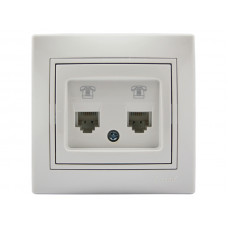 Розетка телефонна подвійна євро LEZARD Mira білий