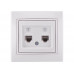 Розетка телефонна подвійна євро LEZARD Mira білий