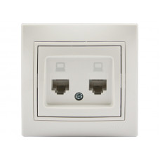 Розетка компьютерная двойная LEZARD Mira белый