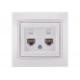 Розетка компьютерная двойная LEZARD Mira белый
