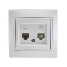 Розетка компьютер+телефон LEZARD Mira белый