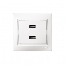 Розетка одинарная с USB+USB белая LEZARD MIRA