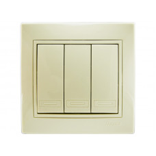 Выключатель тройной LEZARD Mira крем