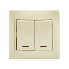 Выключатель двойной с подсветкой LEZARD Mira крем