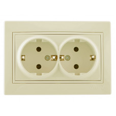 Розетка двойная с заземлением LEZARD Mira крем