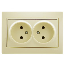 Розетка двойная без заземления LEZARD Mira крем
