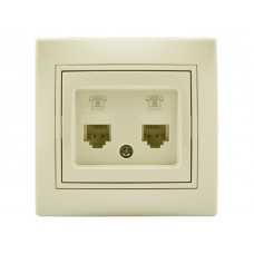 Розетка телефонна подвійна євро LEZARD Mira крем