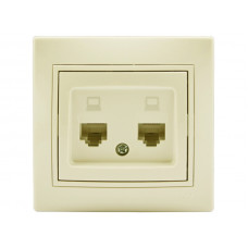 Розетка компьютерная двойная LEZARD Mira крем