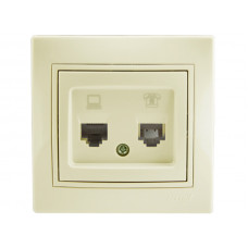 Розетка компьютер+телефон LEZARD Mira крем