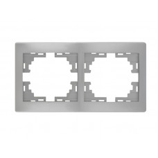 Рамка 2-ая горизонтальная б/вст LEZARD Mira металлик серый