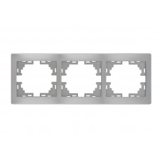Рамка для розеток / выключателей 3-ая горизонтальная LEZARD Mira металлик серый