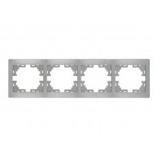 Рамка для розеток / выключателей 4-ая горизонтальная LEZARD Mira металлик серый