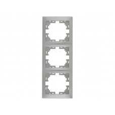 Рамка 3-ая вертикальная б/вст LEZARD Mira металлик серый