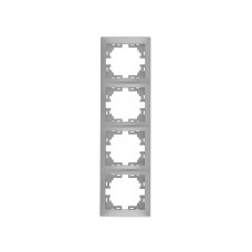 Рамка 4-ая вертикальная б/вст LEZARD Mira металлик серый