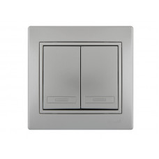 Выключатель двойной LEZARD Mira металлик серый