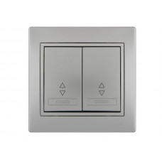 Выключатель проходной двойной LEZARD Mira металлик серый