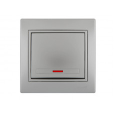 Выключатель с подсветкой LEZARD Mira металлик серый