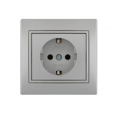 Розетка с заземлением LEZARD Mira металлик серый