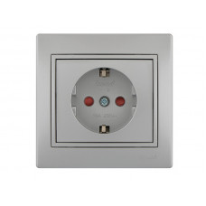 Розетка с защитой от детей LEZARD Mira металлик серый