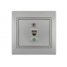Розетка телефонная евро LEZARD Mira металлик серый
