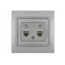 Розетка телефонна подвійна євро LEZARD Mira металік сірий