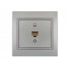 Розетка компьютерная LEZARD Mira металлик серый