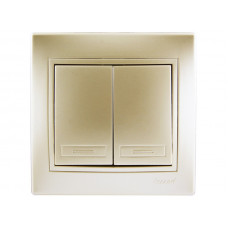 Выключатель двойной LEZARD Mira жемчужно-белый перламутр