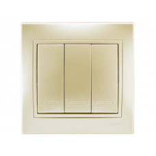 Выключатель тройной LEZARD Mira жемчужно-белый перламутр