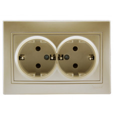 Розетка двойная с заземлением LEZARD Mira жемчужно-белый перламутр