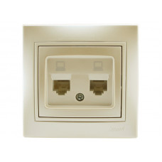Розетка компьютерная двойная LEZARD Mira жемчужно-белый перламутр
