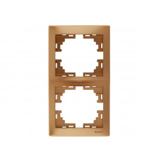 Рамка 2-ая вертикальная б/вст Lezard Mira светло-коричневый перламутр