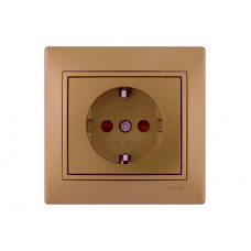 Розетка с защитой от детей LEZARD Mira светло-коричневый перламутр