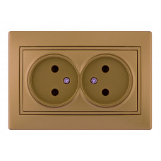 Розетка двойная без заземления LEZARD Mira светло-коричневый перламутр