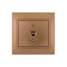 Розетка телефонная евро LEZARD Mira светло-коричневый перламутр