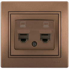 Розетка компьютерная двойная LEZARD Mira светло-коричневый перламутр