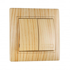 Выключатель двойной LEZARD Mira дуб отбеленный матовый