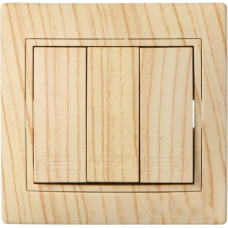 Выключатель тройной LEZARD Mira дуб отбеленный матовый