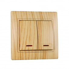 Выключатель двойной с подсветкой LEZARD Mira дуб отбеленный матовый