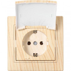 Розетка с/з с крышкой LEZARD Mira дуб отбеленный матовый