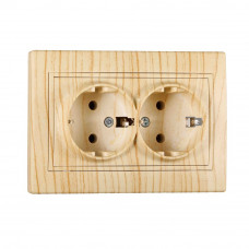 Розетка двойная с/з LEZARD Mira дуб отбеленный матовый