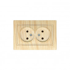 Розетка двойная б/вст LEZARD Mira дуб отбеленный матовый