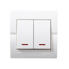 Выключатель двойной с подсветкой LEZARD Deriy белый