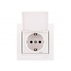 Розетка с заземлением с крышкой LEZARD Deriy белый