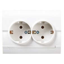 Розетка двойная с заземлением LEZARD Deriy белый