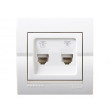 Розетка телефонна подвійна євро LEZARD Deriy білий