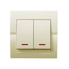 Выключатель двойной с подсветкой LEZARD Deriy крем
