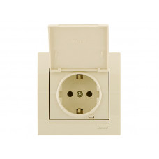 Розетка с заземлением с крышкой LEZARD Deriy крем
